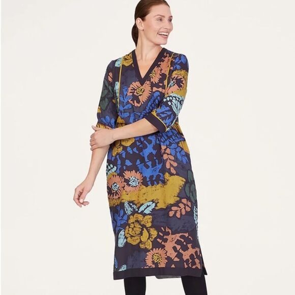 NEW Thought 100% Lyocell Nell Abstract Artsy Butterfly Mdi Dress Size 10 - Picture 1 of 14